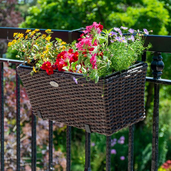 Brown Wicker Balcony Planter